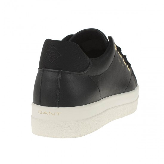 2000148901 Γυναικείο αθλητικό sneaker δετό δέρμα μαύρο