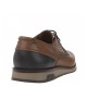 2000182801 Ανδρικό δετό casual δέρμα σταμπωτό ταμπά/μπλέ