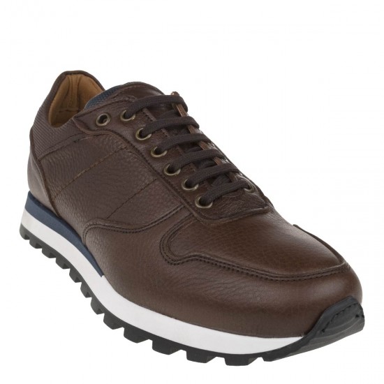 2000194903 Ανδρικό sneakers sport δετό δερμα καφέ(κονιάκ)