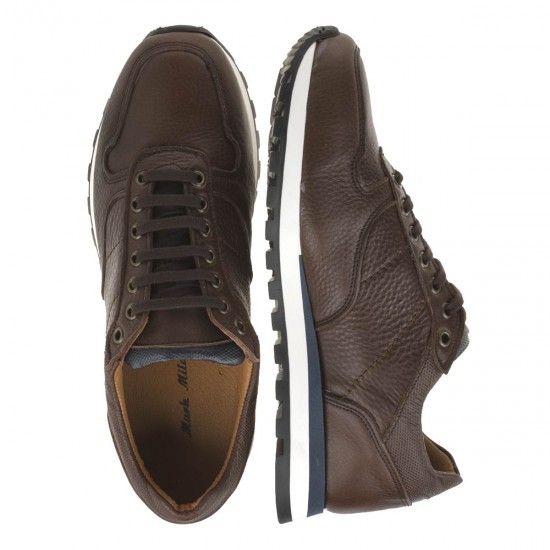 2000194903 Ανδρικό sneakers sport δετό δερμα καφέ(κονιάκ)