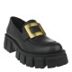 2000210301 Γυναικείο loafers mocassinsι δίπατο δέρμα μαύρο