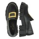 2000210301 Γυναικείο loafers mocassinsι δίπατο δέρμα μαύρο