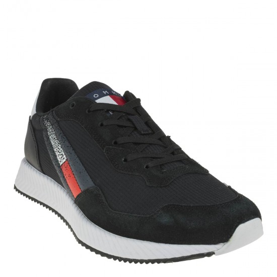 2000239402 Ανδρικό αθλητικό sneakers δετό μαύρο/λευκό