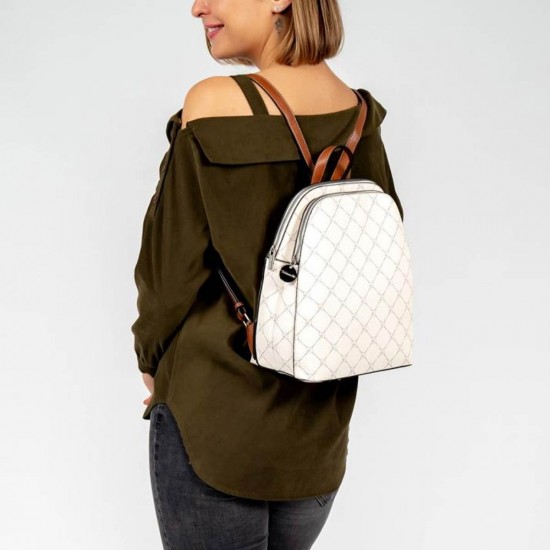 2000289001 Γυναικεία τσάντα πλάτης backpack εκρού(μπέζ)/ταμπά