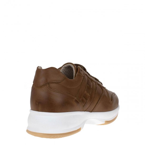 2000298802 Γυναικείο αθλητικό sneakers δετό δέρμα ταμπά σκ