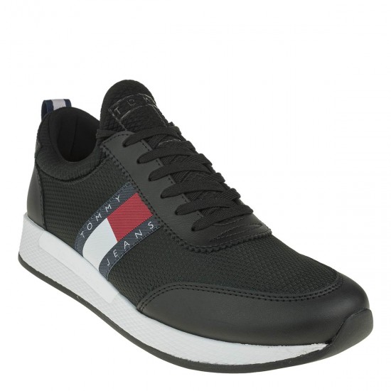 2000322601 Ανδρικό αθλητικό sneakers δετό μαύρο/λευκό