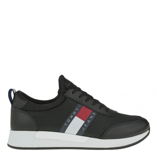 2000322601 Ανδρικό αθλητικό sneakers δετό μαύρο/λευκό