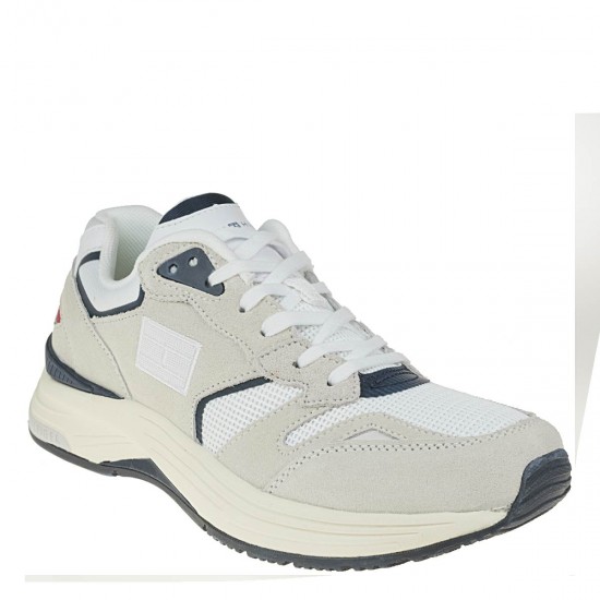 2000337601 Ανδρικό αθλητικό sneakers δετό λευκό/μπλέ/κόκκινο