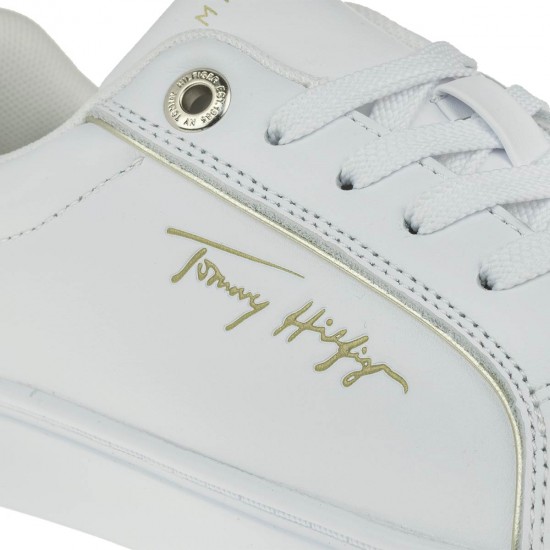2000341301 Γυναικείο αθλητικό sneakers δετό λευκό/χρυσό