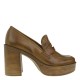 2000348701 Γυναικείο loafers μοκασίνι δέρμα ψηλό ταμπά(βούρτσα)