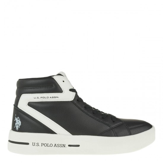 2000354001 Ανδρικό αθλητικό sneakers  μποτάκι δετό μαύρο/λευκό
