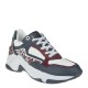2000365701 Γυναικείο αθλητικό sneakers δετό δέρμα λευκό/μπλέ/μπορντώ