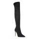 2000370502  Γυναικεία μπότα γόνατο ψηλή καστόρι μυτερή σκέτη μαύρη
