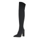 2000370701 Γυναικεία μπότα γόνατο λύκρα μυτερή ψηλή μαύρη