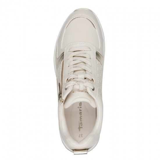 3000002701 Γυναικείο αθλητικό tamaris sneakers πέλμα δετό μπέζ/χρυσό