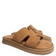3000002902 Γυναικείο σανδάλι χαμηλό mules flatform nabuk leather ταμπά
