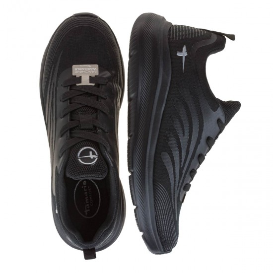 3000004601 Γυναικείο sneakers δετό μαύρο/μαύρο