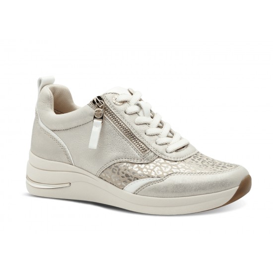 3000004801 Γυναικείο sneakers δετό μπέζ/πλατίνα