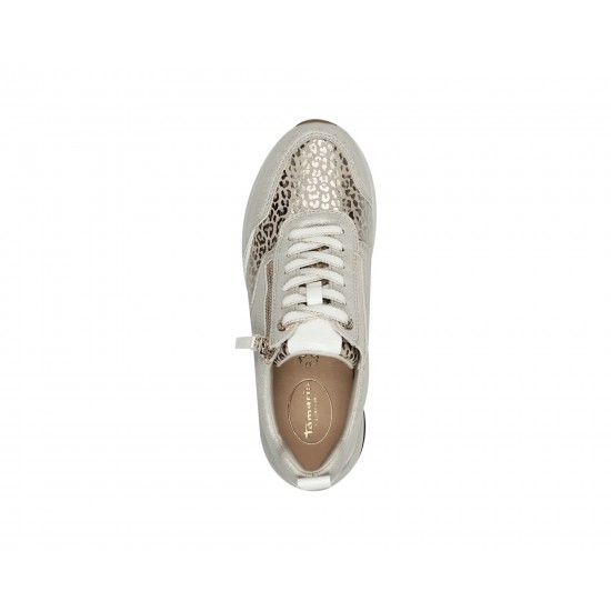 3000004801 Γυναικείο sneakers δετό μπέζ/πλατίνα