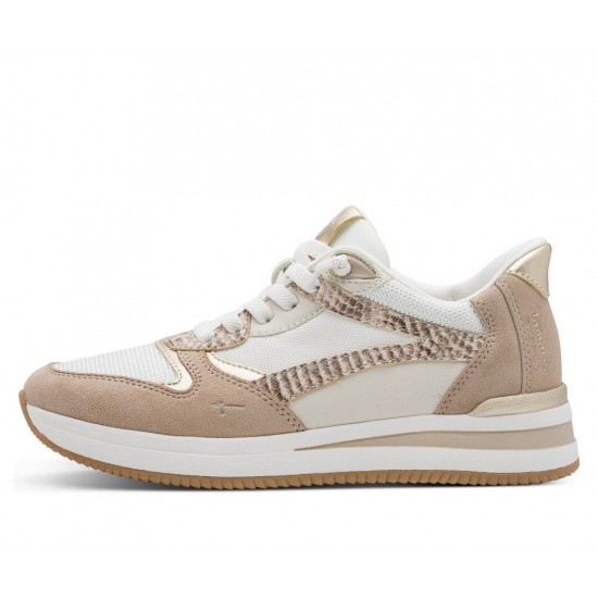 3000005101 Γυναικείο αθλητικό tamaris comfort sneakers δετό μπέζ