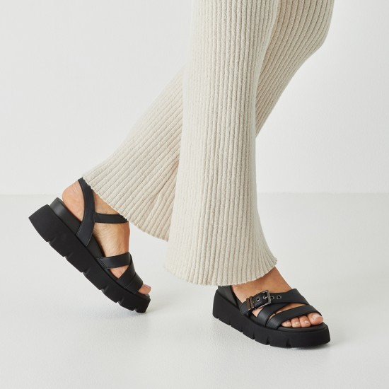 3000006501 Γυναικείο σανδάλι πέδιλο flatform tamaris μαύρο