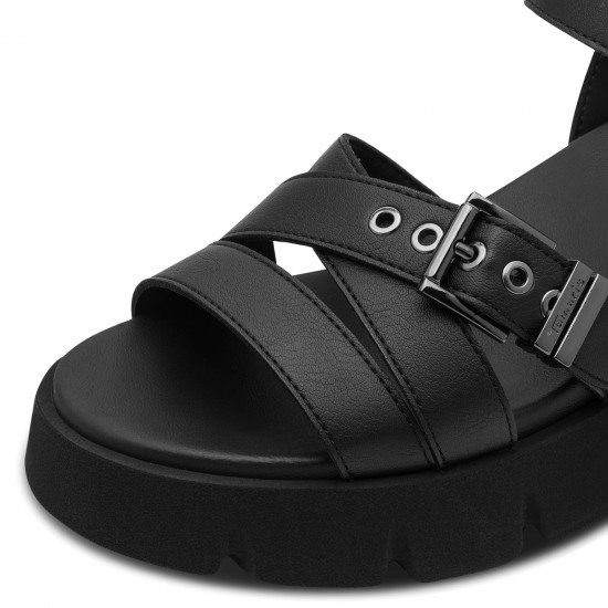3000006501 Γυναικείο σανδάλι πέδιλο flatform tamaris μαύρο