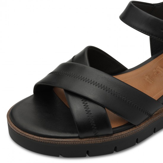 3000008101 Γυναικείο πέδιλο flatform tamaris χαμηλό δέρμα μαύρο