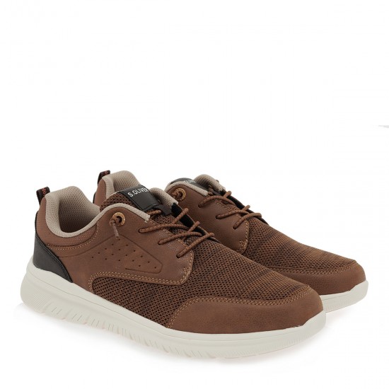 3000008701 Ανδρικό δετό sneakers s.oliver ταμπά/καφέ