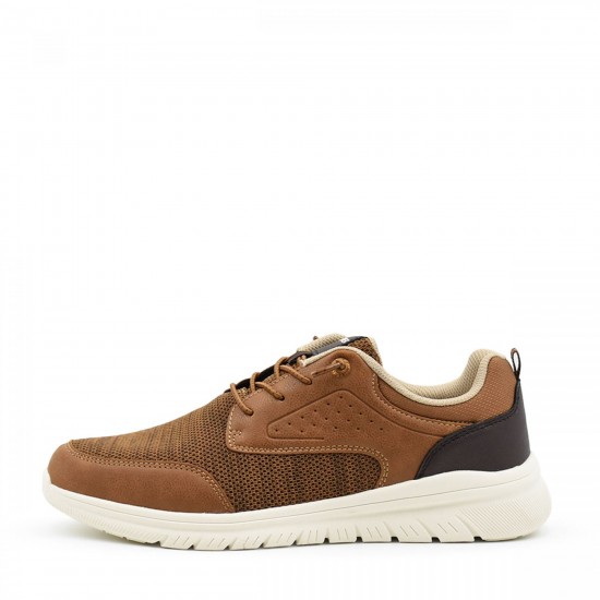3000008701 Ανδρικό δετό sneakers s.oliver ταμπά/καφέ