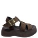 3000010402 Γυναικείο τσόκαρο flatform τρίπατο nabuk leather καφέ