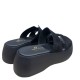 3000010501 Γυναικείο τσόκαρο flatform τρίπατο nabuk leather μαύρο