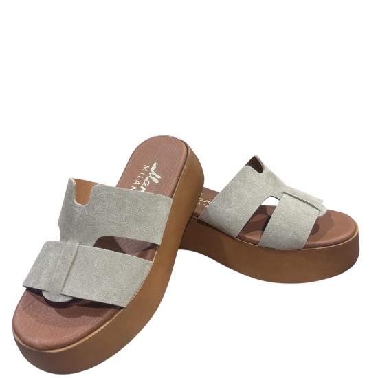 3000010502 Γυναικείο τσόκαρο flatform τρίπατο nabuk leather πούρο