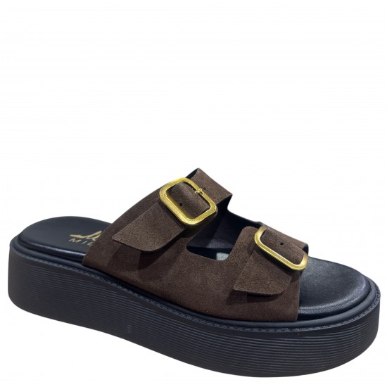 3000010702 Γυναικείο τσόκαρο flatform τοκάδες nabuk καφέ