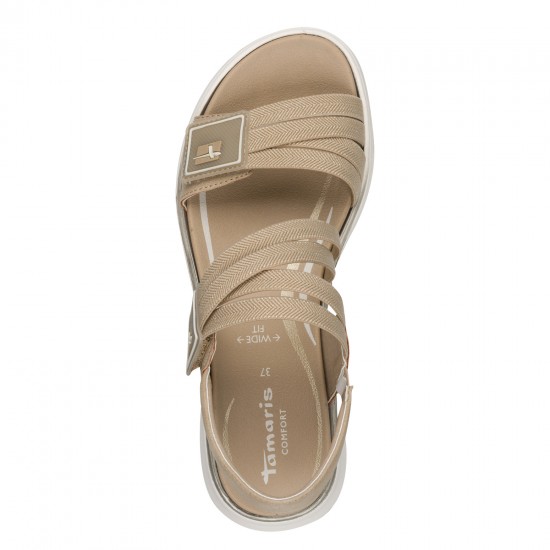 3000011002 Γυναικείο σανδάλι πέδιλο χαμηλό tamaris comfort μπέζ