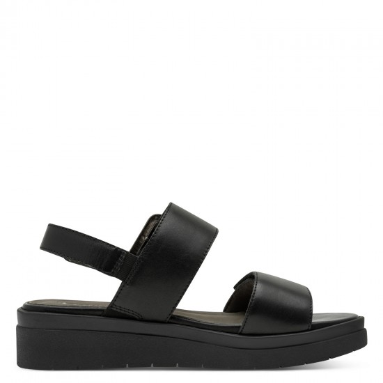 3000011102 Γυναικείο πέδιλο flatform tamaris comfort  δέρμα μαύρο