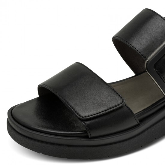 3000011102 Γυναικείο πέδιλο flatform tamaris comfort  δέρμα μαύρο
