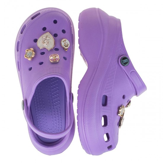 3000011802 Γυναικεία παντόφλα flatform cubanitas καουτσούκ μώβ