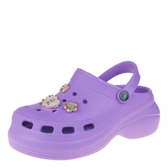 3000011802 Γυναικεία παντόφλα flatform cubanitas καουτσούκ μώβ