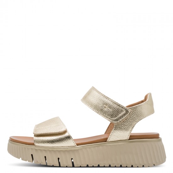 3000012803 Γυναικείο σανδάλι δίπατο flatform πέδιλο tamaris comfort δέρμα πλατίνα