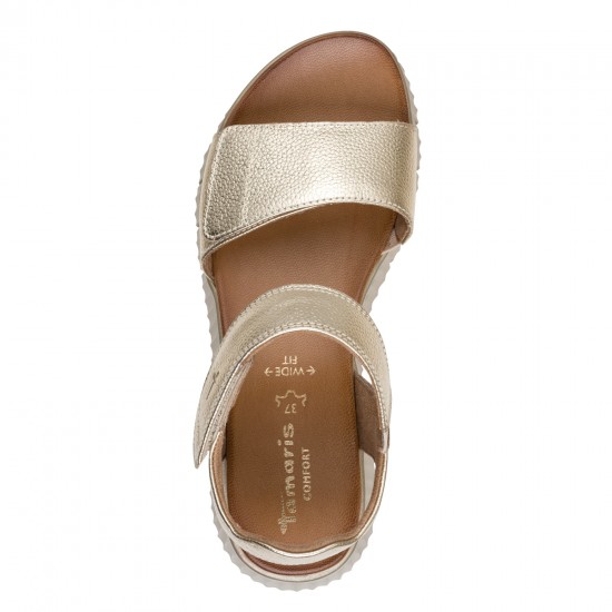 3000012803 Γυναικείο σανδάλι δίπατο flatform πέδιλο tamaris comfort δέρμα πλατίνα