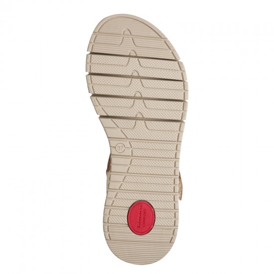 3000012803 Γυναικείο σανδάλι δίπατο flatform πέδιλο tamaris comfort δέρμα πλατίνα
