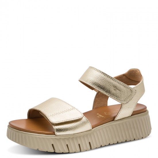 3000012803 Γυναικείο σανδάλι δίπατο flatform πέδιλο tamaris comfort δέρμα πλατίνα