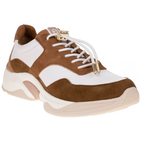 2000003402 Γυναικείο αθλητικό sneaker δερμάτινο ταμπά λευκό