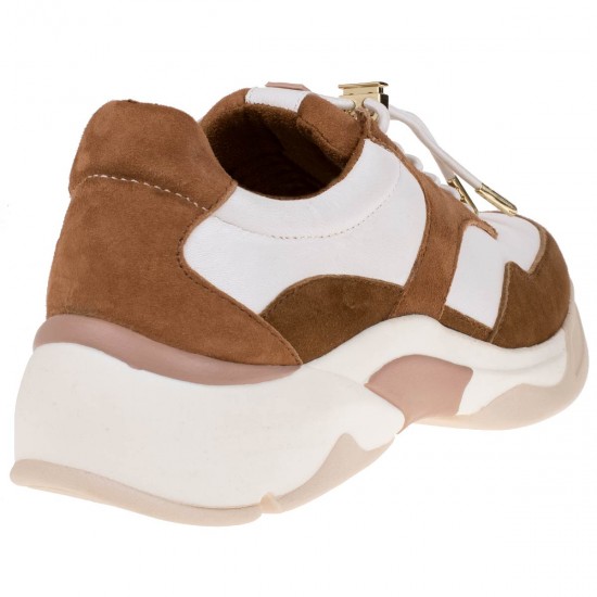 2000003402 Γυναικείο αθλητικό sneaker δερμάτινο ταμπά λευκό