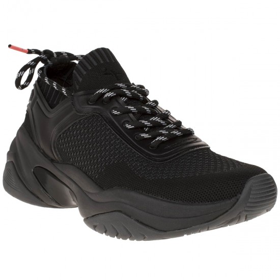 2000008501 Γυναικείο αθλητικό sneaker υφασμάτινο δετό μαύρο