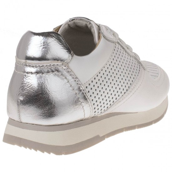 2000011701 Γυναικείο αθλητικό sneaker δέρμα(συνθ) λευκό ασημί