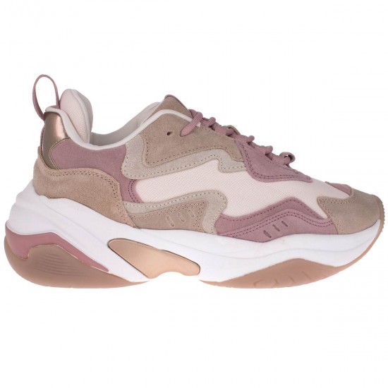 2000013302 Γυναικείο αθλητικό sneaker δετό δέρμα καστόρι ροζ