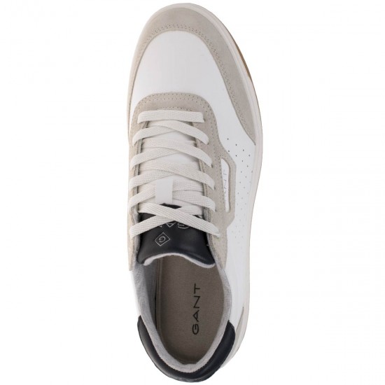 2000027901 Ανδρικό αθλητικό δετό sneaker δερμάτινο λευκό