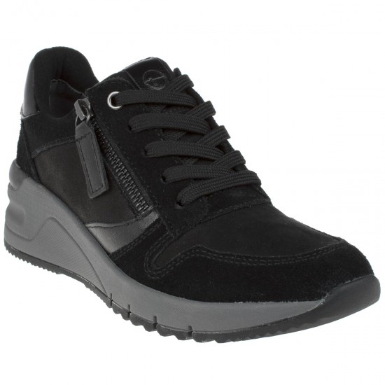 2000067601 Γυναικείο αθλητικό sneakers δετό καστόρι μαύρο