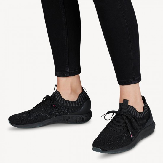 2000067801 Γυναικείο αθλητικό sneakers φιλτιρέ πλεκτό μαύρο γκρί
